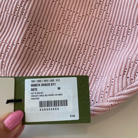 Gucci Beret Crochet Perforated Hat Pink Size Medium - Picture 8 of 15